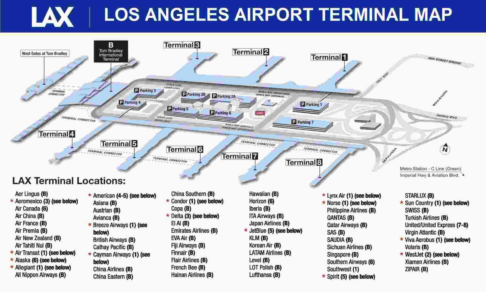 Los Angeles International Airport Terminal, Map, Parking Guide