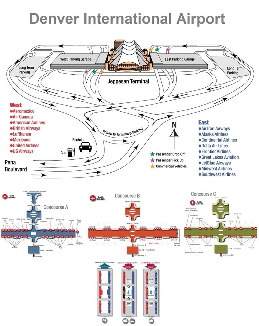 Denver International Airport (DEN), Terminals, Map & Parking Guide