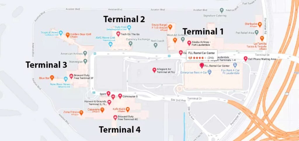 Image of Fort-Lauderdale Airport terminal Map