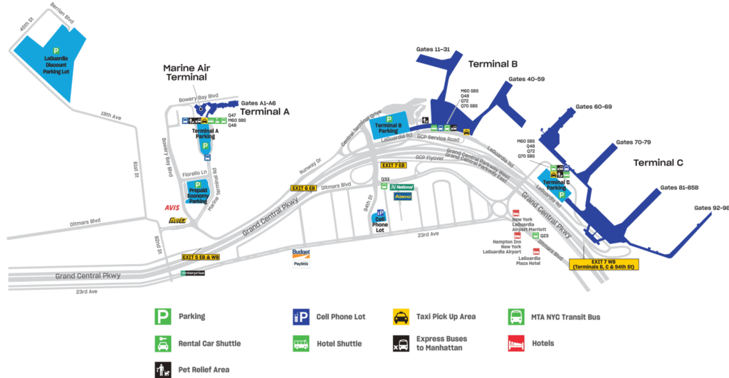 airfleetrating-map of laguardia airport